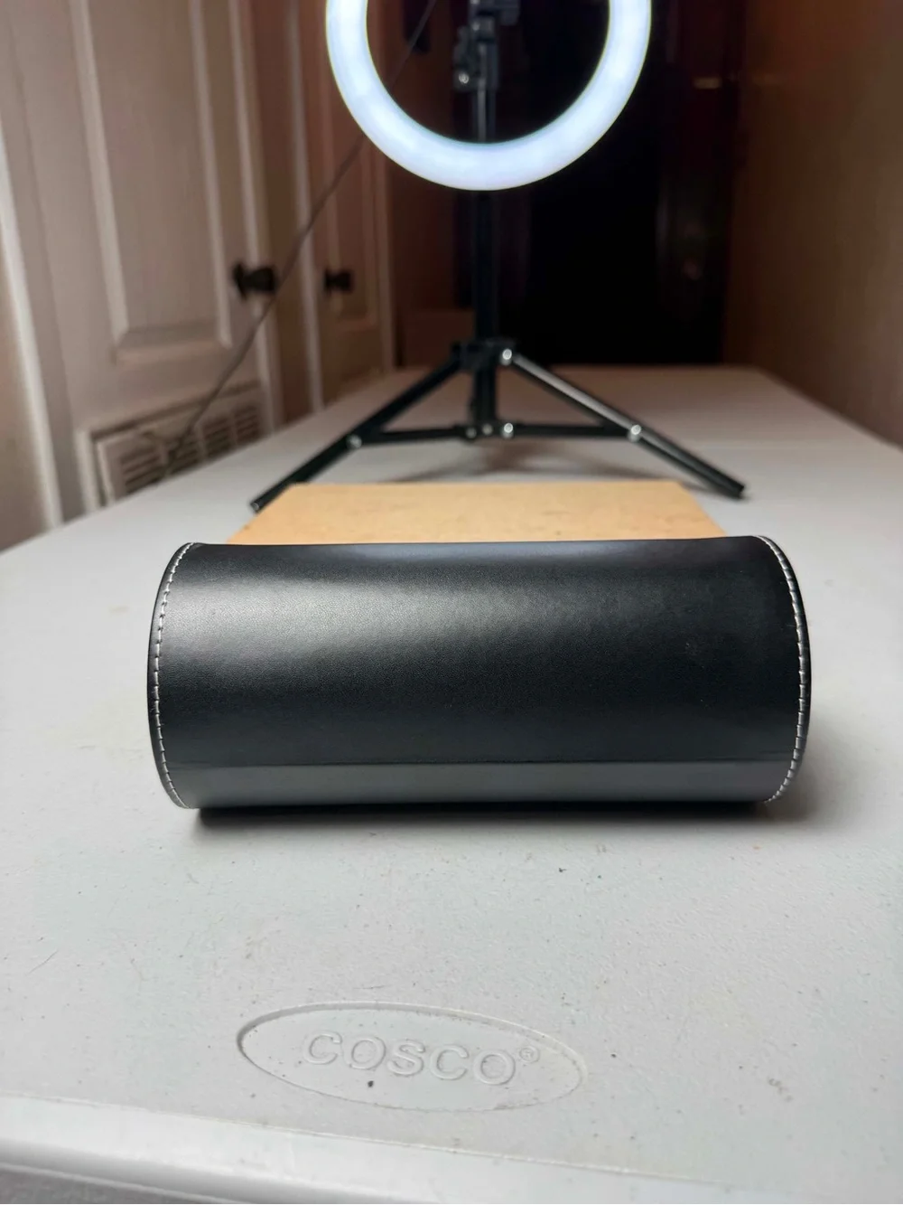 Eleganto branded black leather watch case